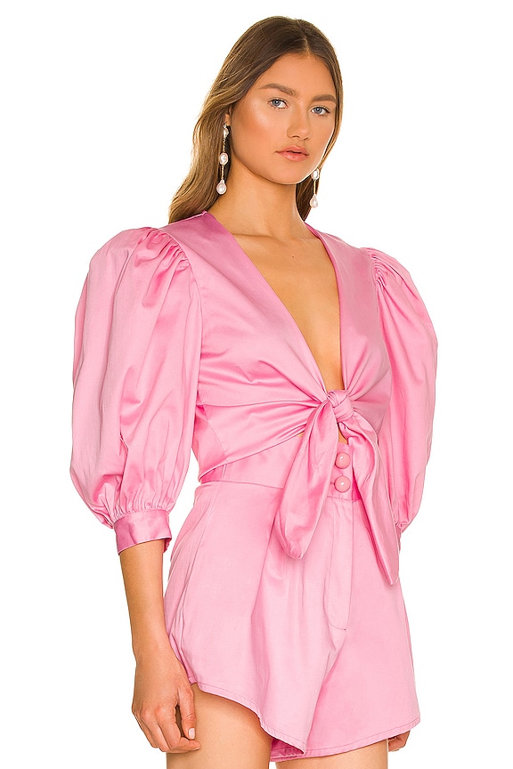 view 2 of 4 Puff Sleeve Cropped Blouse in Rosa