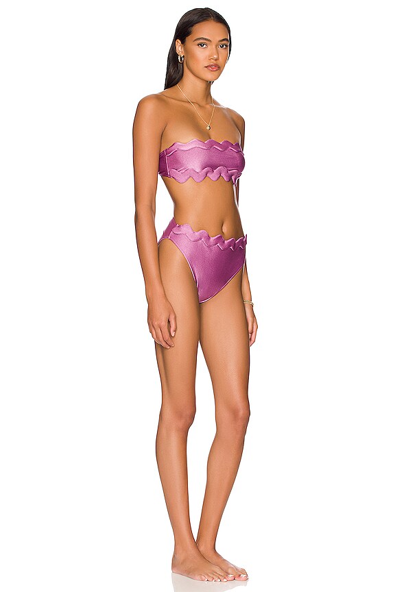 view 2 of 3 Moves High Leg Bandeau Bikini Set in Lilac