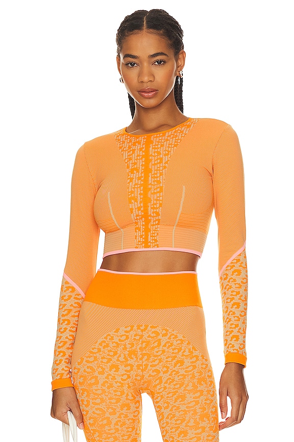 view 2 of 4 TOP DE MANGA LARGA DE YOGA SIN COSTURAS TRUE STRENGTH in Unity Orange, Beige Tone & Light Flash Red