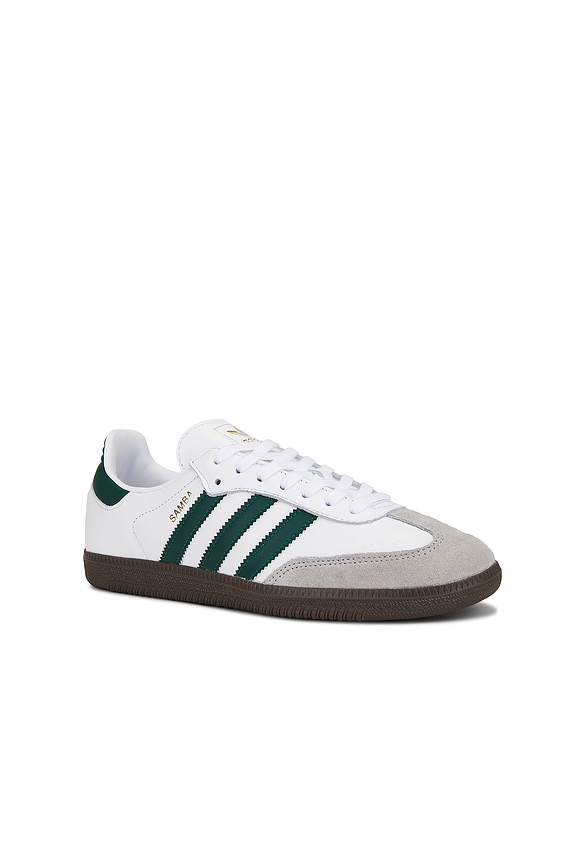 view 2 of 6 Samba Og in White, Collegiate Green, & Clear Granite