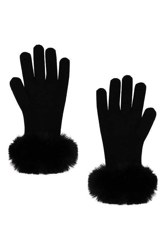 view 2 of 2 THE LUCIE FAUX FUR 장갑 in Jet Black