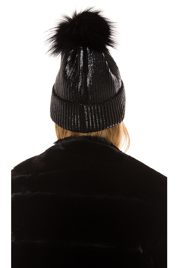 view 2 of 3 Metallic Pom Hat in Jet Black