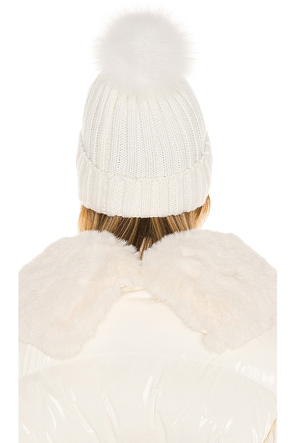 view 2 of 3 Fur Pom Pom Hat in White