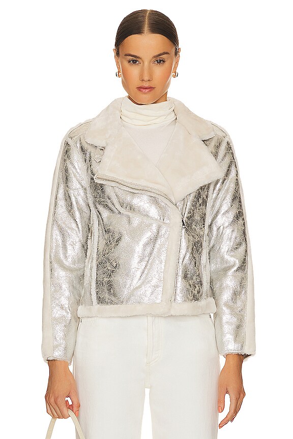 view 2 of 5 BLOUSON IMITATION MOUTON RETOURNÉ MOONSTONE in Silver