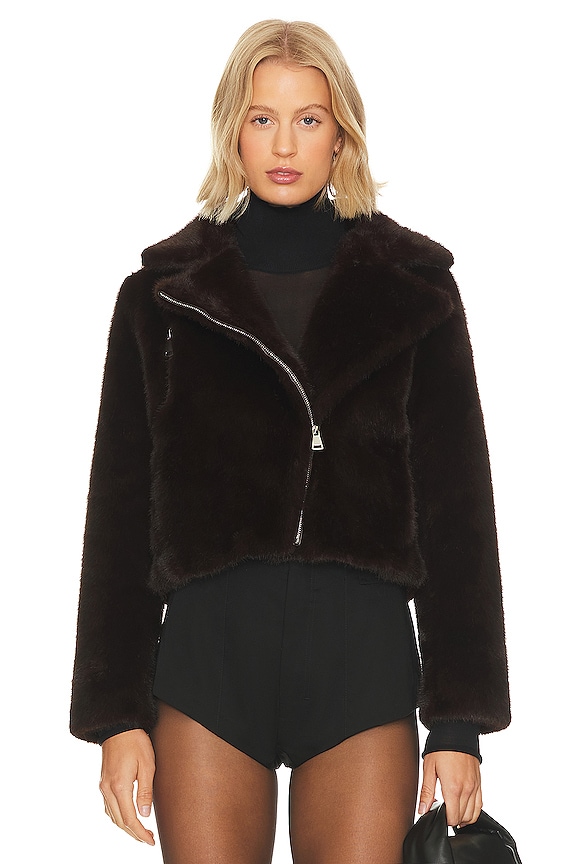 view 2 of 5 BLOUSON IMITATION VISON in Chocolate