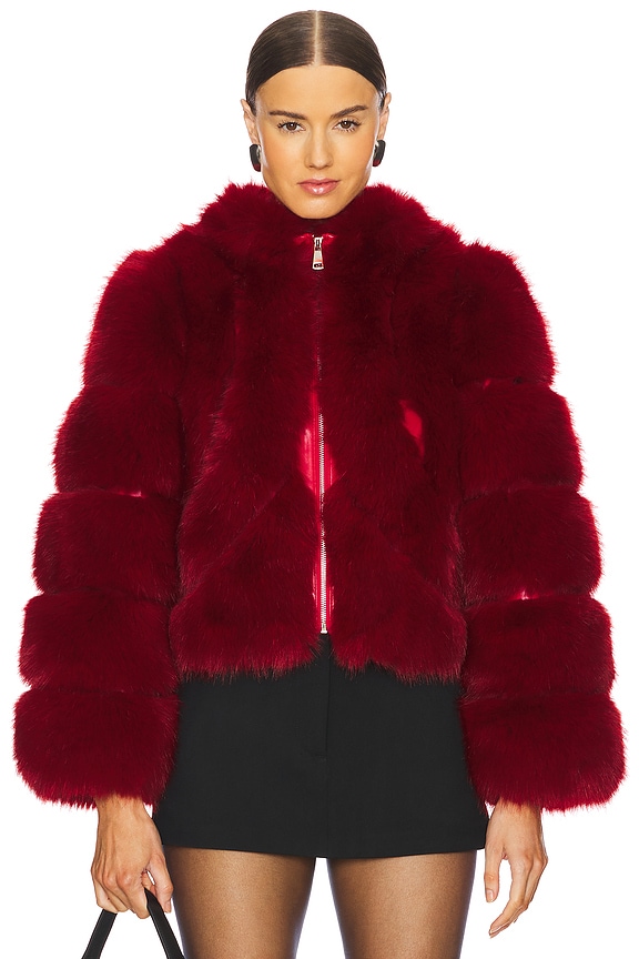 view 2 of 5 The Icon Fur Jacket in Goji Berry