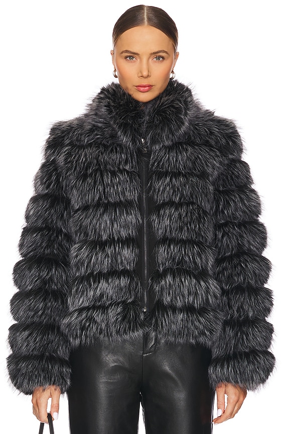 view 2 of 5 The Landau Faux Fur Jacket in Smoked Pearl