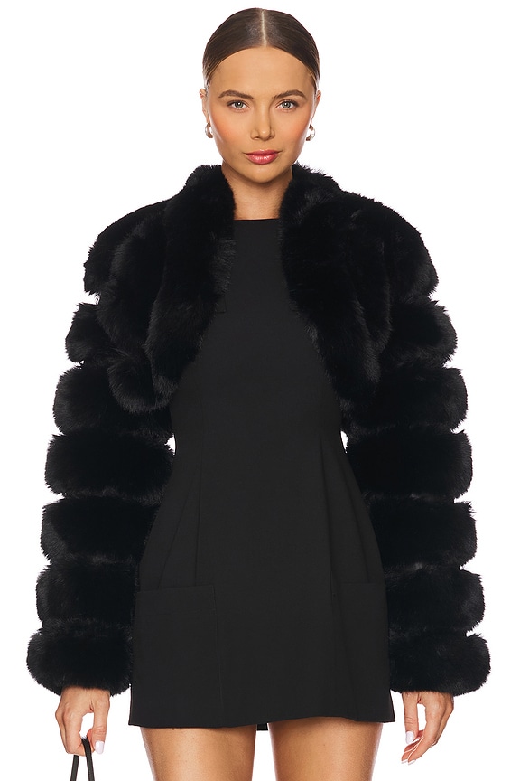 view 2 of 5 x REVOLVE Faux Fox Fur Short Jacket in Jet Black
