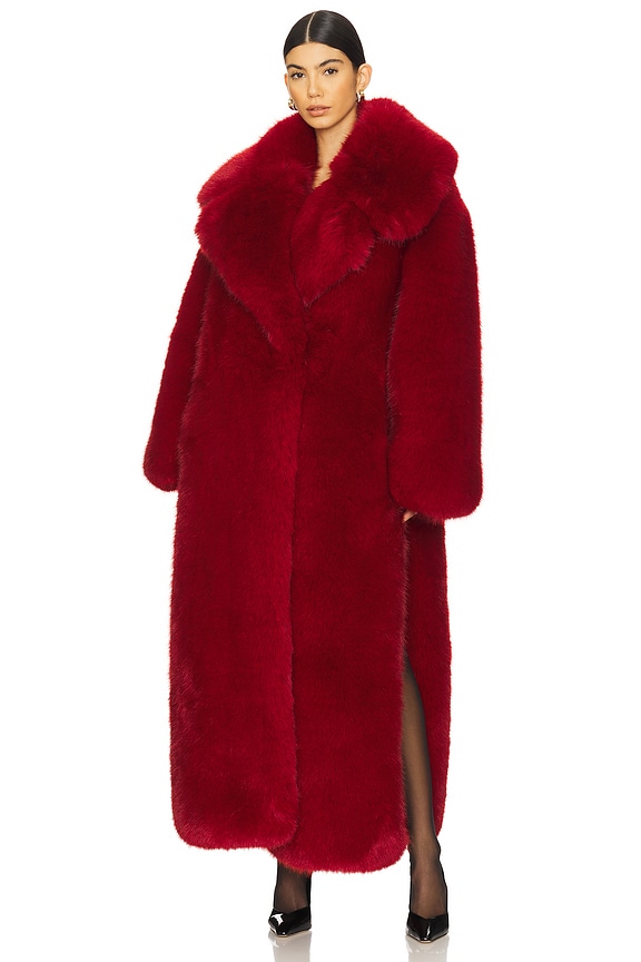 view 2 of 4 Faux Fur Coat in Goji Berry