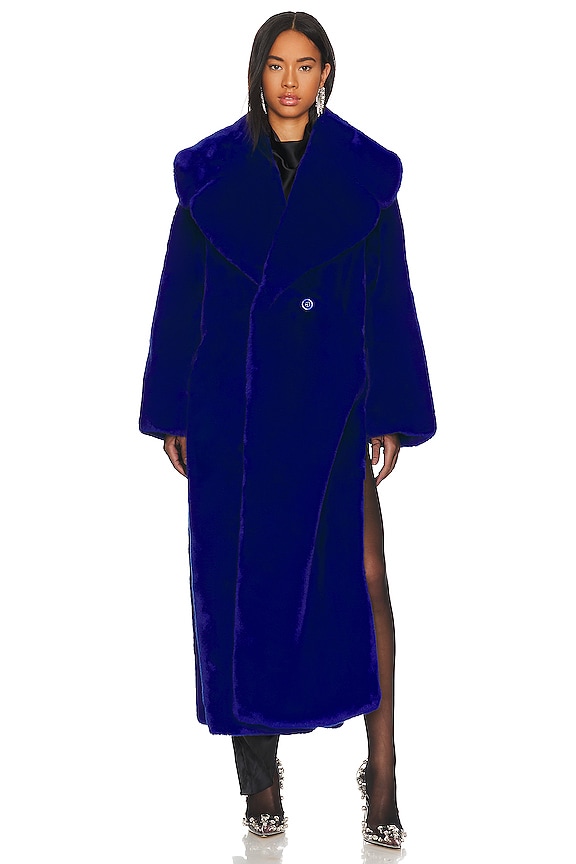 view 2 of 4 Faux Fur Coat in Royal Blue