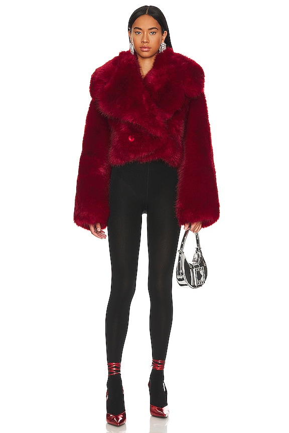Adrienne Landau Faux Fur Jacket in Red | REVOLVE