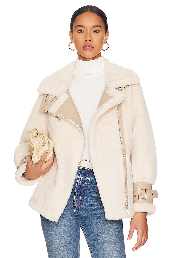 Adrienne Landau Faux Fur Jacket in Ivory | REVOLVE