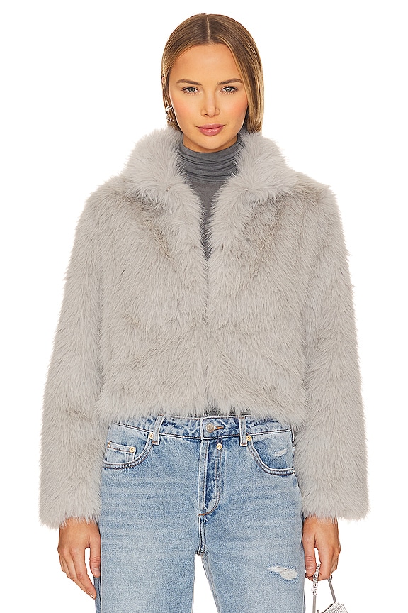 view 2 of 5 인조 여우 모피 재킷 in Light Grey