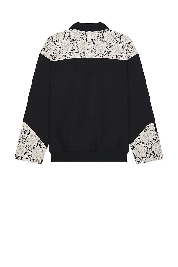 view 2 of 4 Western Shirt Style Collared Crew in Black & Ecru Lace