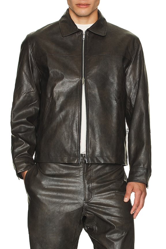 view 3 of 4 Aged Faux Leather Zip Jacket in Black