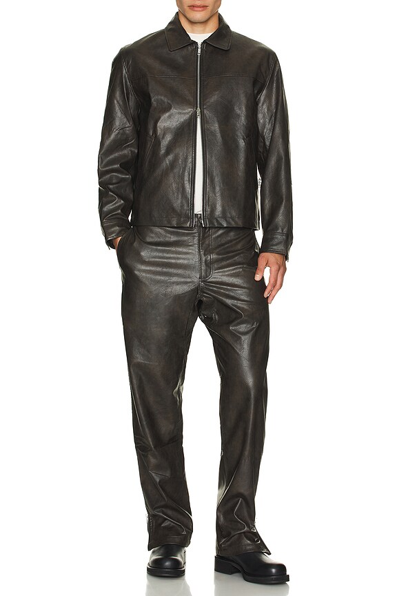 view 4 of 4 Aged Faux Leather Zip Jacket in Black