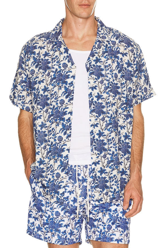 view 1 of 4 CHEMISE À COL CAMP X in Eco Blue Marmaris