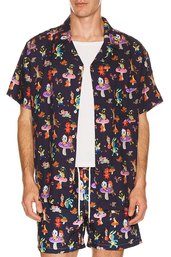 view 1 of 5 Catch The Wind x Gary Baseman Camp Collar Shirt in Blue in Blue Catch The Wind