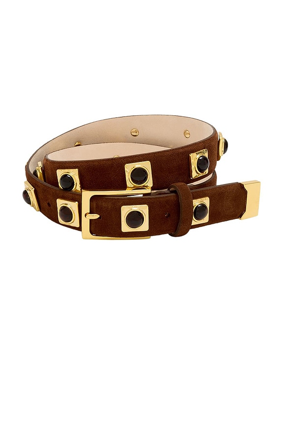 view 2 of 2 No. 2 Studded Belt in Chocolate Suede & Gold