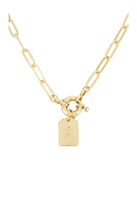 view 2 of 3 Letter Tag Necklace in Gold