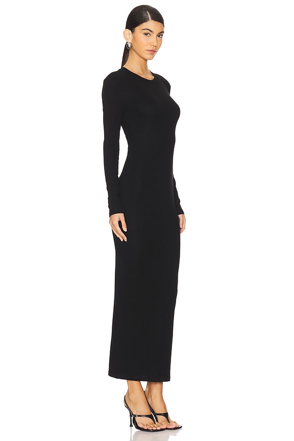 view 2 of 3 Long Sleeve Cotton Maxi Dress in Black