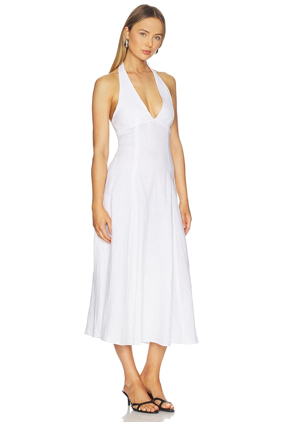 view 2 of 3 Linen Halter Neck Maxi Dress in White