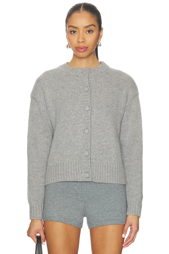 view 2 of 5 Cashmere Cable Padded Cardigan in Dark Grey