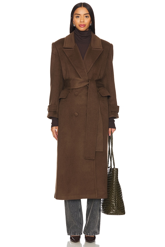 view 2 of 4 Wool Structured Belted Coat in Brown