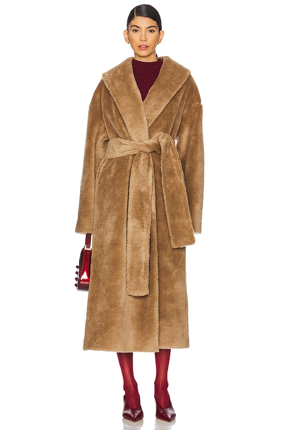 view 2 of 4 SHEARLING WRAP 코트 in Tan