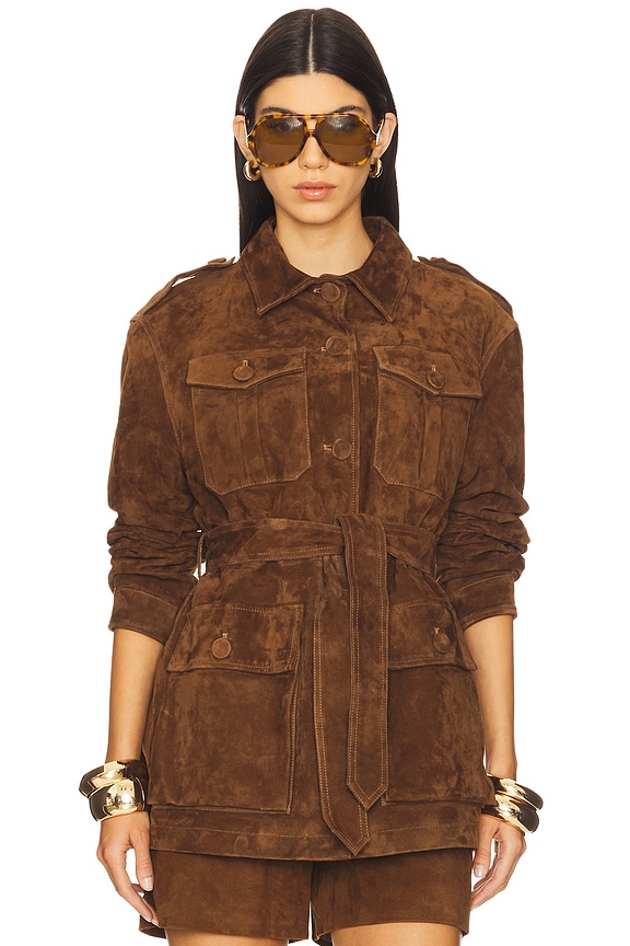 view 1 of 4 가죽 자켓 in Suede Honey Brown