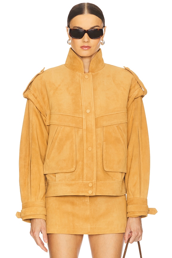view 2 of 5 Leather Suede Oversized Jacket in Suede Tan