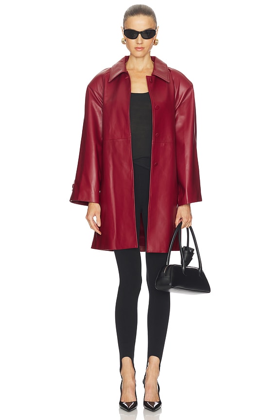 view 2 of 4 レザーコート in Deep Red