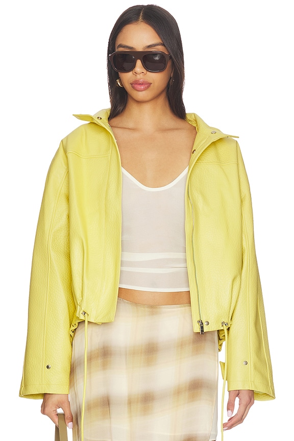 view 2 of 5 Leather Pebble Utility Jacket in Pebble Yellow