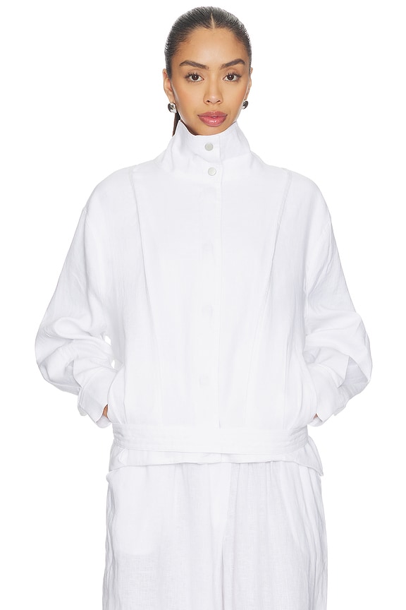 view 2 of 6 Linen Bomber Jacket in White