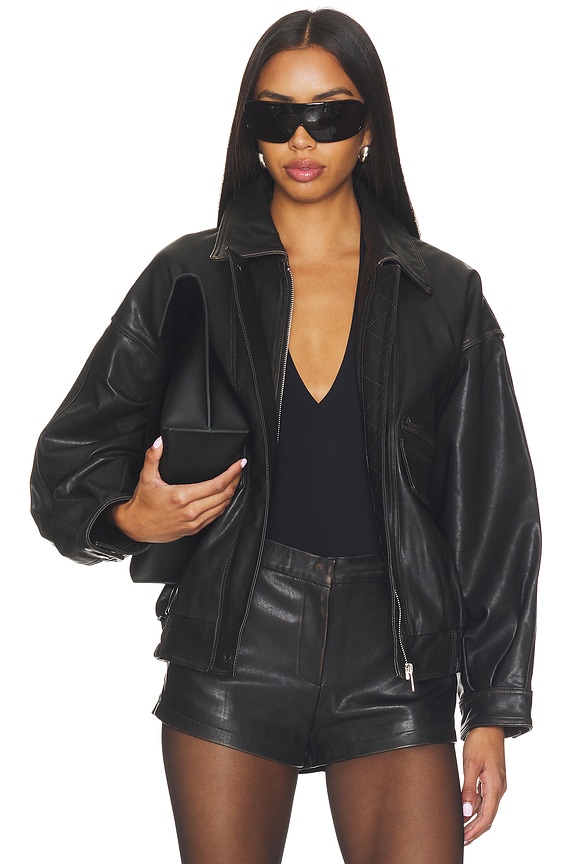 view 2 of 5 Leather Distressed Moto Jacket in Distressed Brown