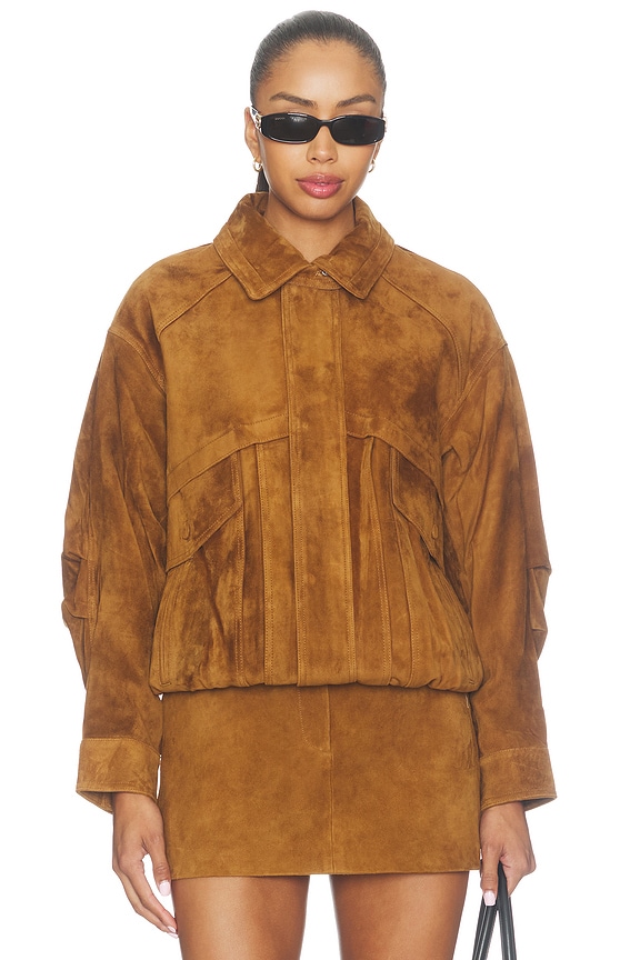 view 2 of 5 Leather Suede Rr Jacket in Caramel