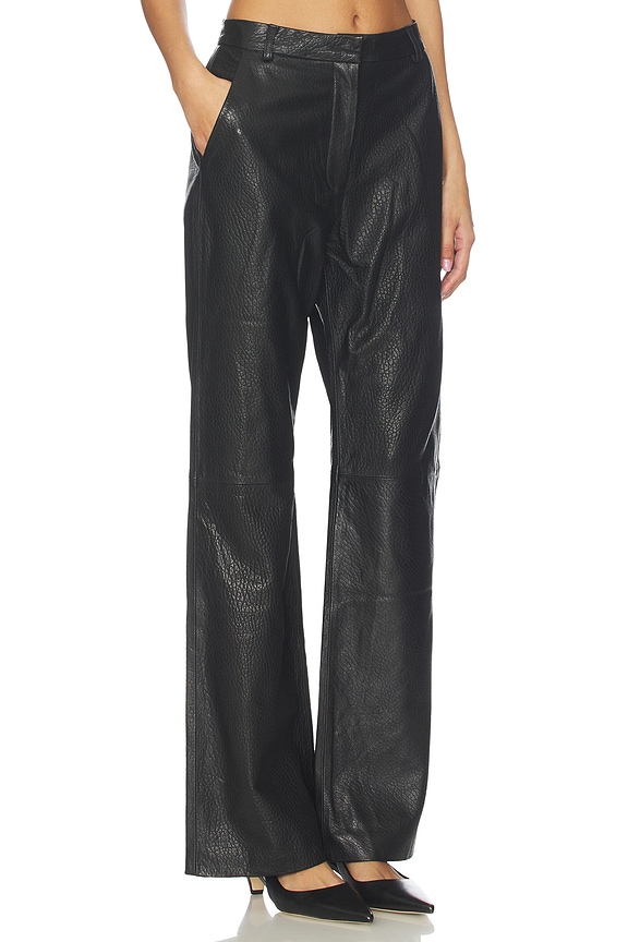 view 2 of 6 Leather Pebble Straight Leg Pant in Pebble Black