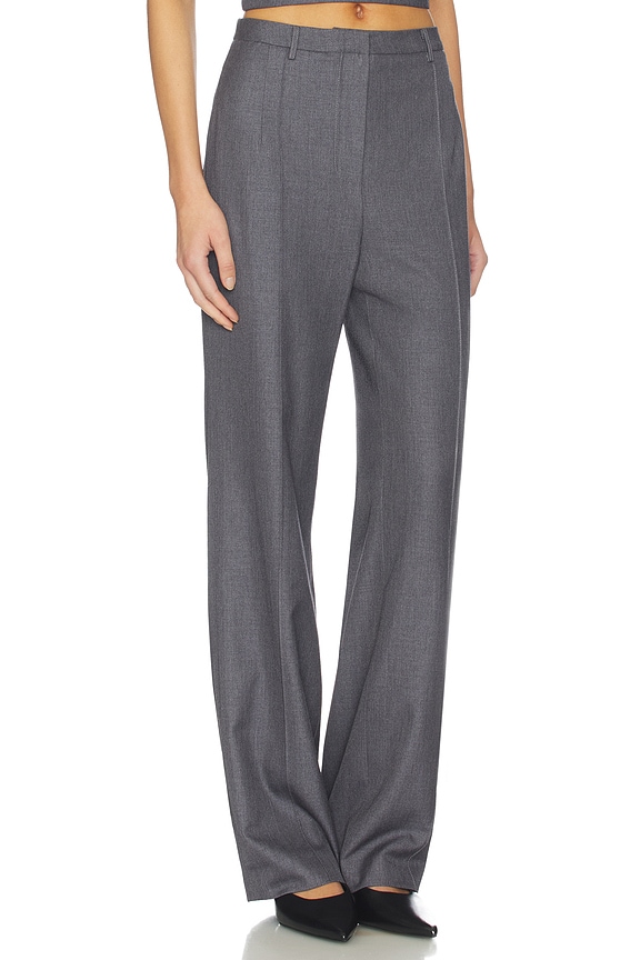 view 2 of 6 Twill Pleated Straight Leg Trouser in Dark Grey