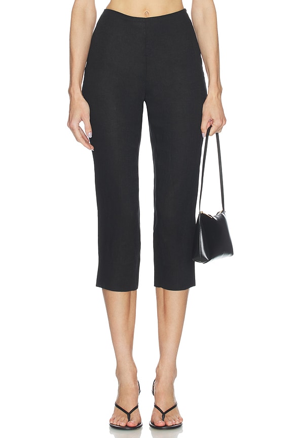 view 1 of 6 Linen Capri Pant in Black