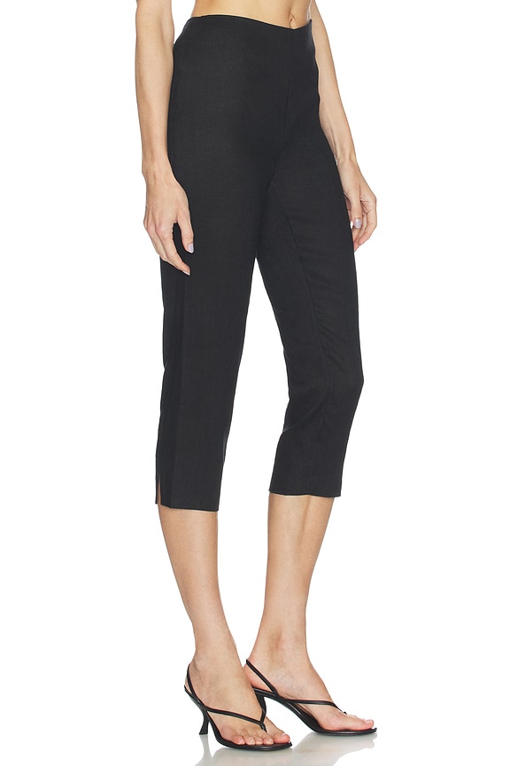 view 2 of 6 Linen Capri Pant in Black