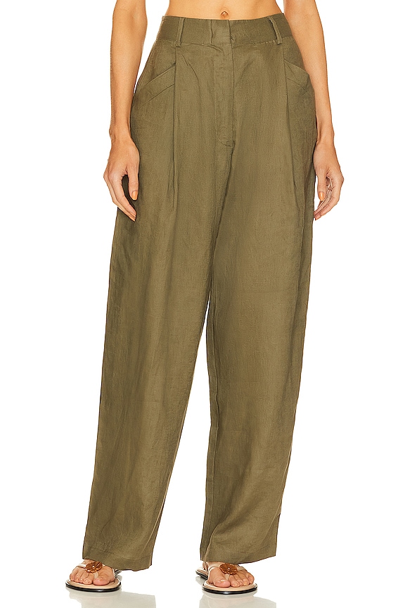 view 2 of 4 ЛЬНЯНЫЕ БРЮКИ in Army Green