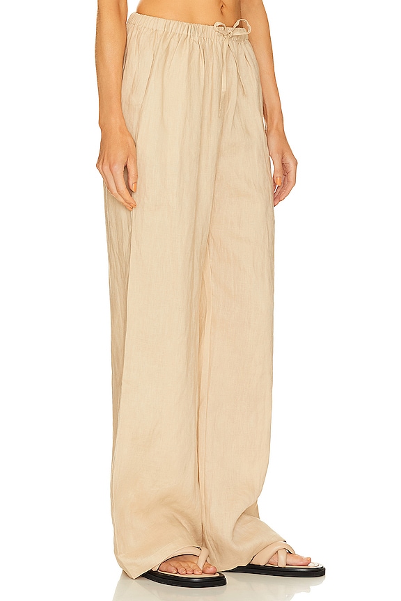 view 2 of 4 Linen Drawstring Trouser in Beige