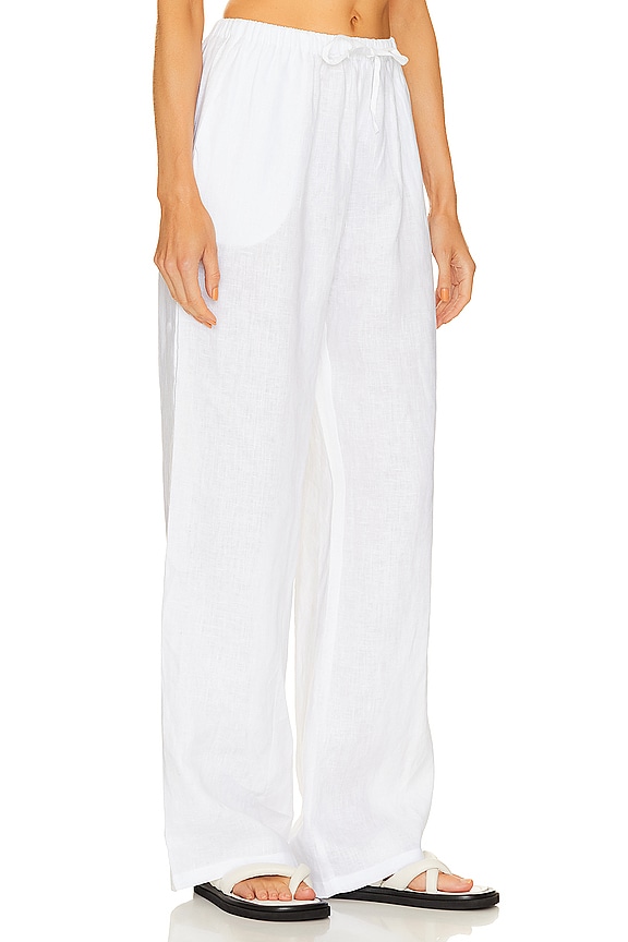 view 2 of 4 Linen Drawstring Trouser in White