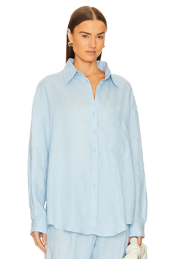 view 2 of 5 Linen Woven Shirt in Light Blue