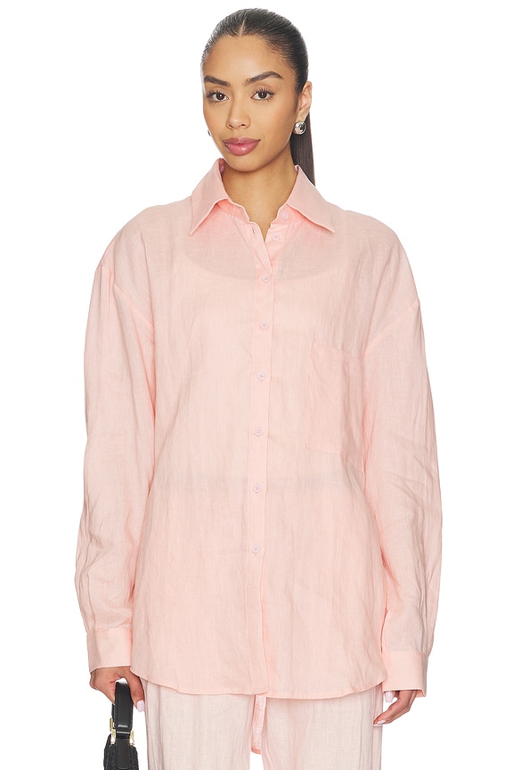 view 2 of 5 Linen Woven Shirt in Soft Pink