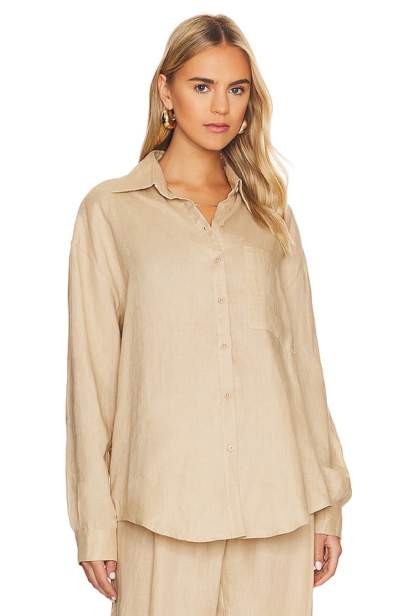 view 2 of 5 Linen Woven Shirt in Beige