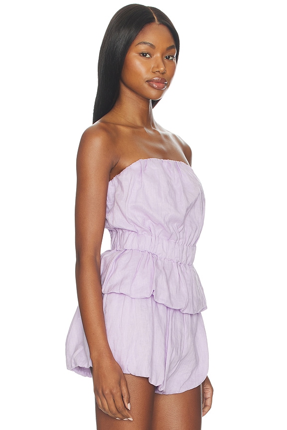 view 2 of 4 Linen Bandeau Ruched Top in Lavender