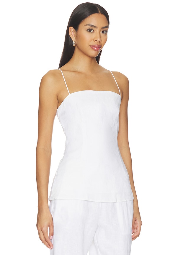 view 2 of 4 Linen Strap Top in White
