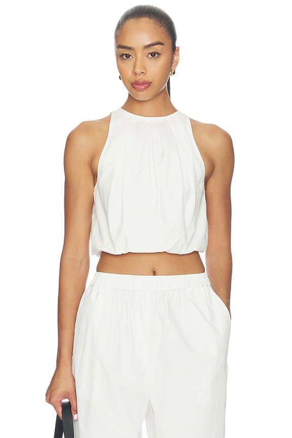 view 1 of 4 Cotton Halter Top in White