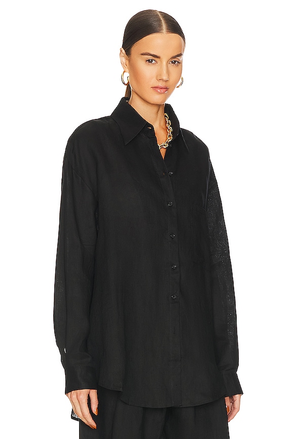 view 2 of 4 Linen Woven Shirt in Black